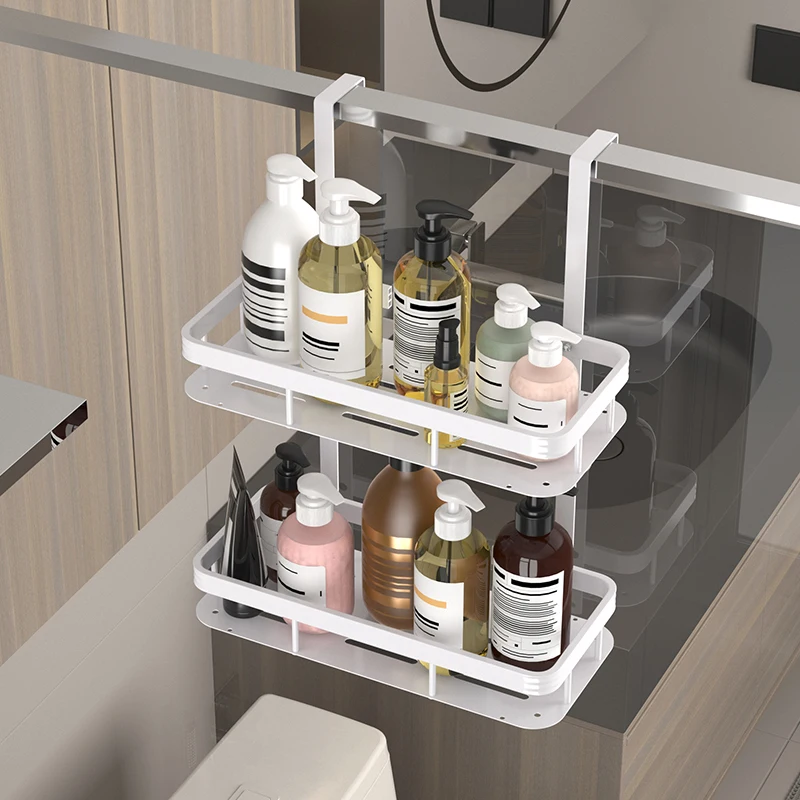 Shower Room Back Hook Storage Rack, Bathroom, Toilet, Multifunctional, Non Perforated Double-Layer Wall Mounted