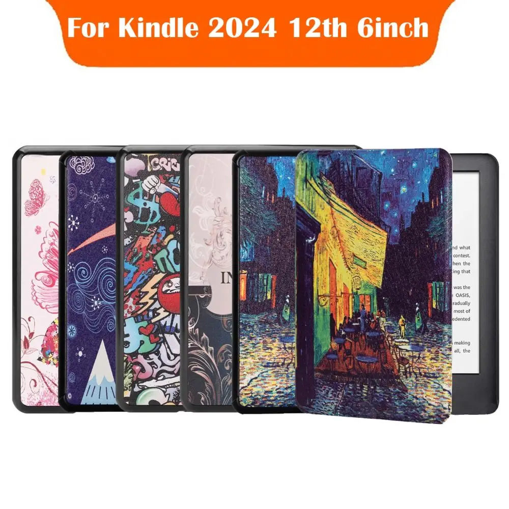 

Leather 6 inch e-Reader Cover Auto Sleep/Wake Shockproof Folio Funda for Kindle Basic 2024/2022 Released 11th Generation