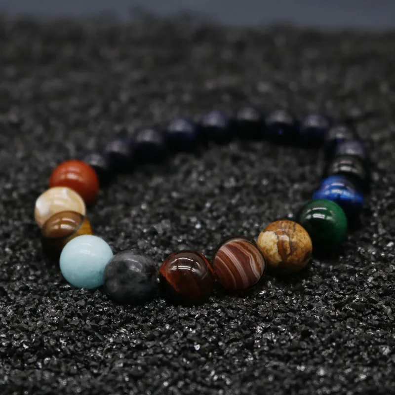 Handmade Eight Planets Beaded Bracelet for Women Men Natural Stone Universe Yoga Solar Chakra Bracelet Jewelry Accessories Gifts