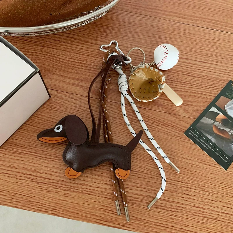 High-Grade Braided Rope Dachshund Keychain Pendant Ruth's Design Phone Bag Accessory Suitable for Bags