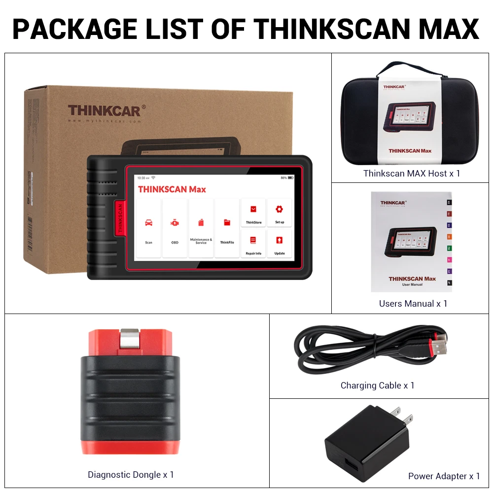 Think Car Thinkscan Max Obdii Diagnostic Automobile Device Scanner Code Read Actuation Test Special Functions Car Repair Tool