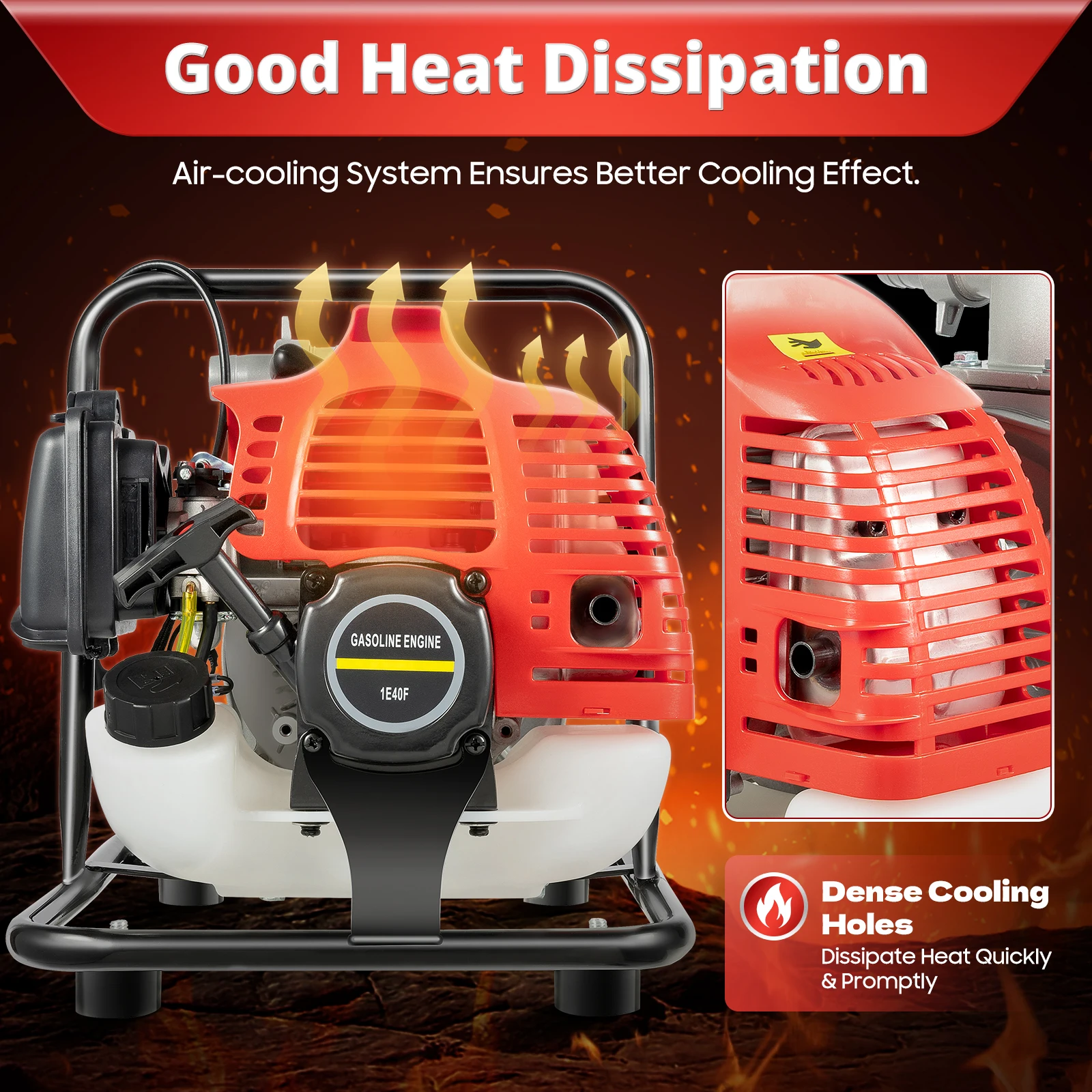 

Gasoline Water Pump 43CC 2 Stroke, 1 Inch Portable Water Pump 1.25KW Engine, for Irrigation Drainage Farm Garden Pumping