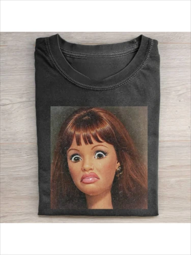 Imagen 2 del producto Camiseta 100% de Algodón para Hombre, Camiseta con Estampado Divertido de Muñeca, Camiseta de Alta Calidad con Estilo Batik Retro, Marca de Moda Urbana para Hombre, Camisetas con Estampados