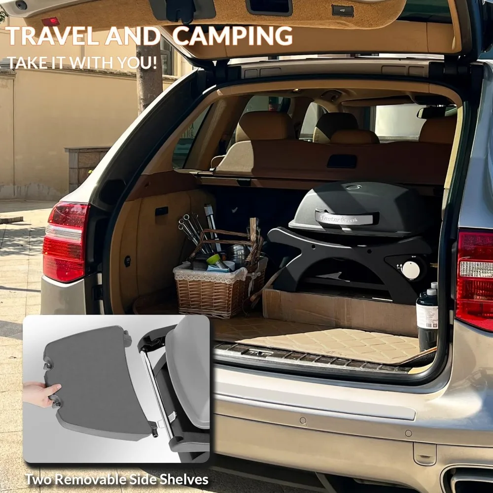 Grill gazowy propanowy, przenośny grill stołowy z wózkiem na patio, kemping, podróże