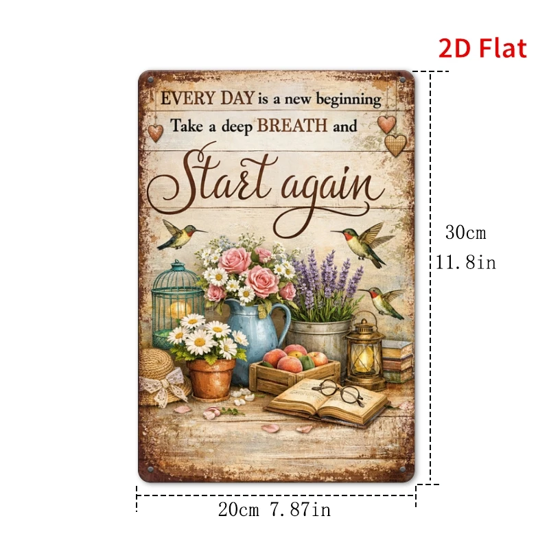 2D Flat - [2Dflat]1pc Every Day Is A New Beginning Hummingbird Sign, Inspirational Decorative Signs for Home, Living Room, Be