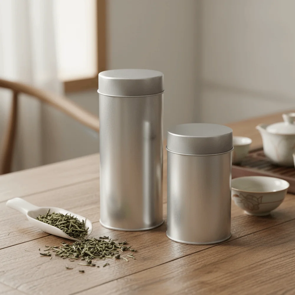 Double Seal Lid Tinplate Tea Canister Dust-resistant Drop-resistant Tea Storage Tin Cylindrical Moisture-resistant
