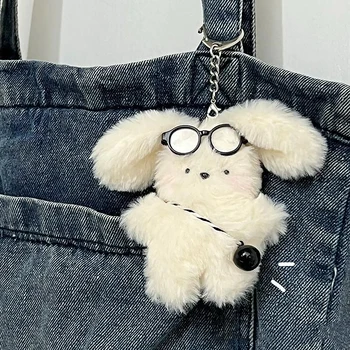 Plüsch Kaninchen Anhänger Tasche Charms Weiche Schöne Weiße Hase Gläser Ornament Schlüsselbund Auto Rucksack Dekor Gefüllte Hund Puppe Spielzeug Geschenk