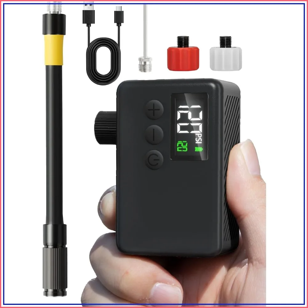 

Mini Bike Tire Air Pump: Fast Inflate Portable 120 Psi with Digital Gauge for Road, Mountain, E-Bike