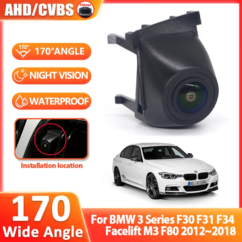 

Автомобильная камера переднего вида AHD, широкоугольная камера ночного видения с передней решеткой для BMW 3 серии F30 F31 F34 Facelift M3 F80 2012 ~ 2018