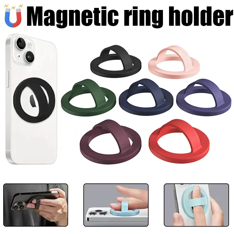 Correa magnética de silicona suave para dedo, soporte de anillo para teléfono, soporte Universal para fundas de iPhone y Android, soporte de agarre de bucle seguro