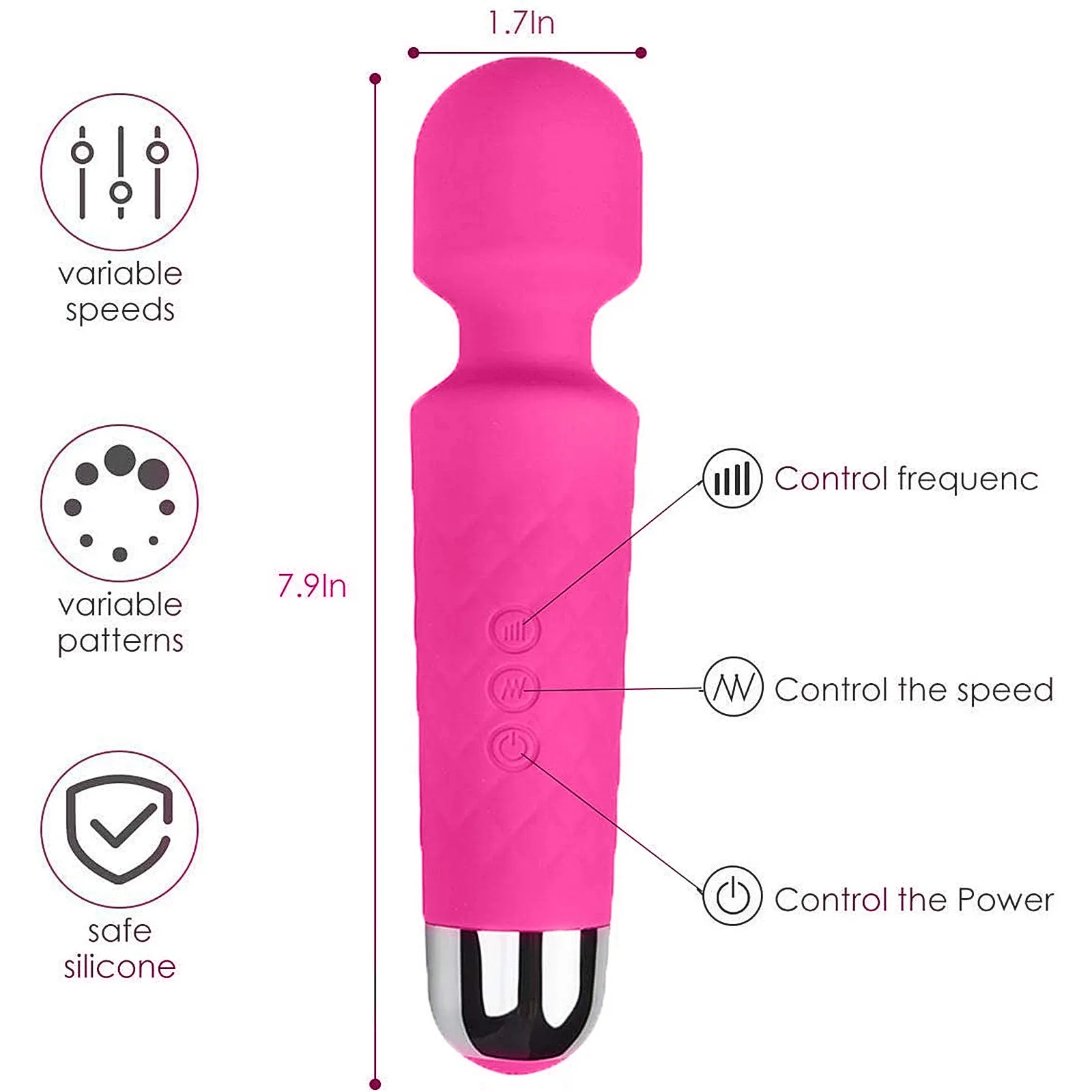 Wand Massager Electric Massager 8 Powerful Speeds And 20 Vibration Modes Usb Rechargeable Cordless Silent And Waterproof