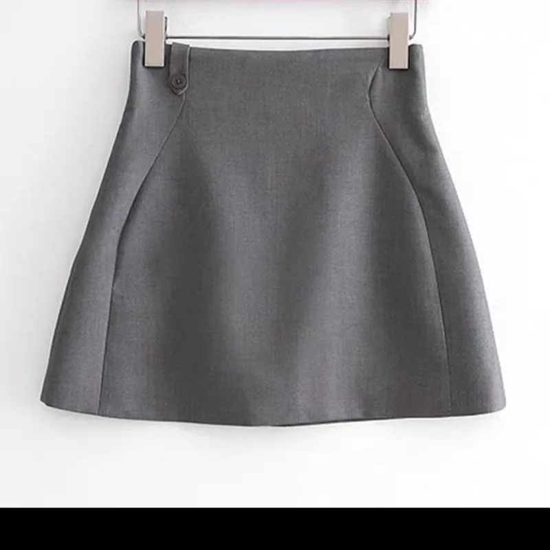 Women's 2026 Autumn Grey High Waist Bodycon Pencil Mini Skirt Bubble Hem Slimming Elegant Hot Girl Chic Skort Office