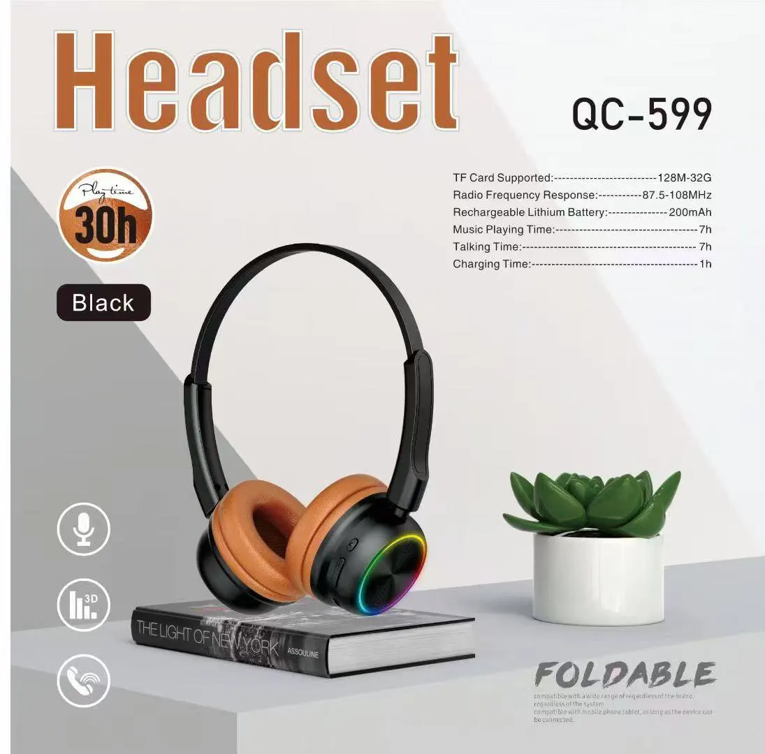 

Беспроводные Bluetooth-наушники ZECAA 5.3 с глубокими басами, Hi-Fi звуком, для видеоигр, с красочной RGB-подсветкой