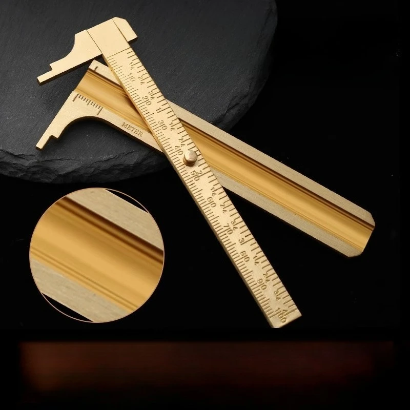 High Precision Pure Copper Vernier Caliper for Measuring Mini Cultural Walnut Copper Caliper Tin Welding Jewelry Caliper Ruler