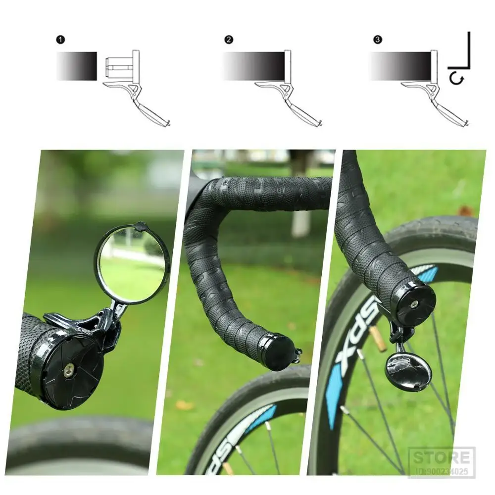 WEST BIKING Road Bike Mirror Handlebar 360 Degree Rotatable Wide Angle Rear view Bicycle Accessories Safe Cycling Racing Scooter