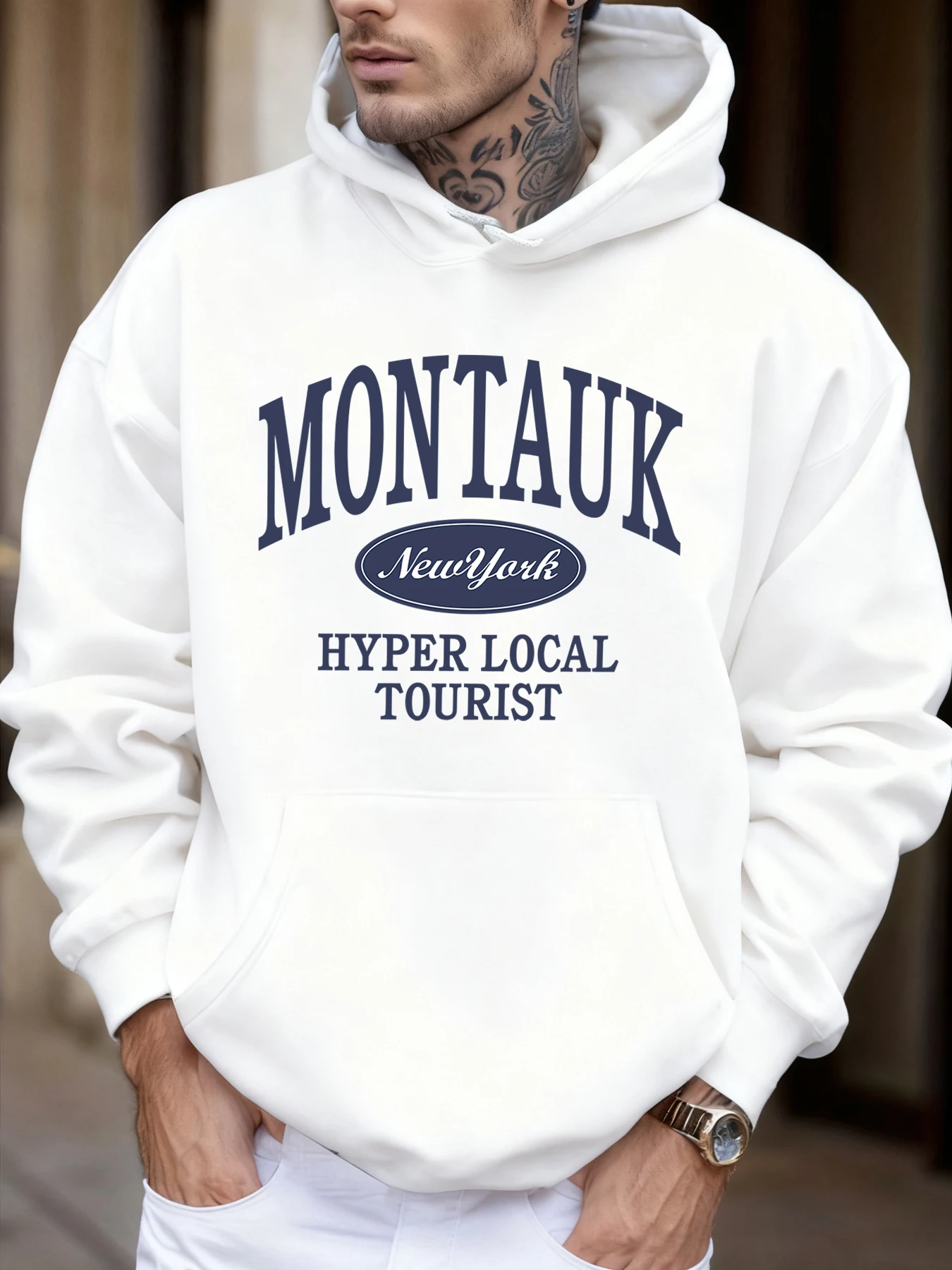 

Montauk New York Hyper Local Tourist Pattern Модные осенние толстовки унисекс Повседневная толстовка с карманами Флисовая уличная одежда
