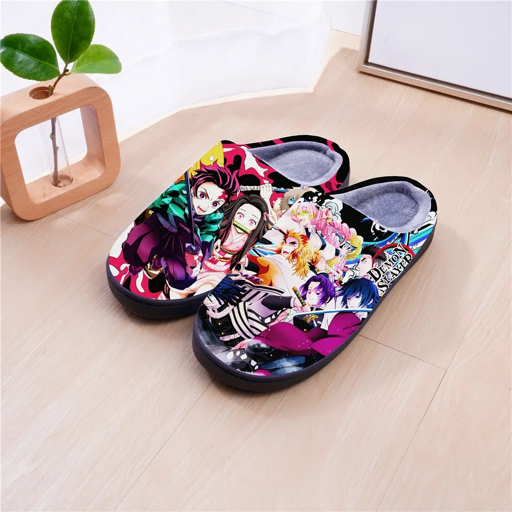 Demon Slayer Winter Warm Slippers Anime Kochou Shinobu Cosplay Cartoon Shoes For Men Women Boy Girl Slippers Halloween Gift