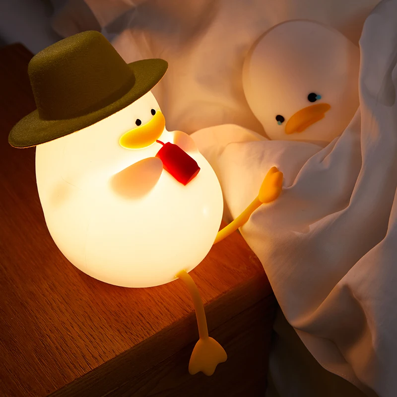 USB LED Night Light Rechargeable Lamp Soft Silicone Cute Duck Animal Light Creative Children Gift Holiday Bedroom Decoration