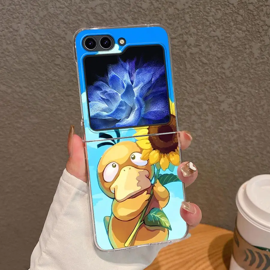 Anime p-pokemon caso para samsung galaxy zflip5 z flip 7 6 5 4 3 zflip4 zflip6 zflip3 zflip7 capa dura do telefone