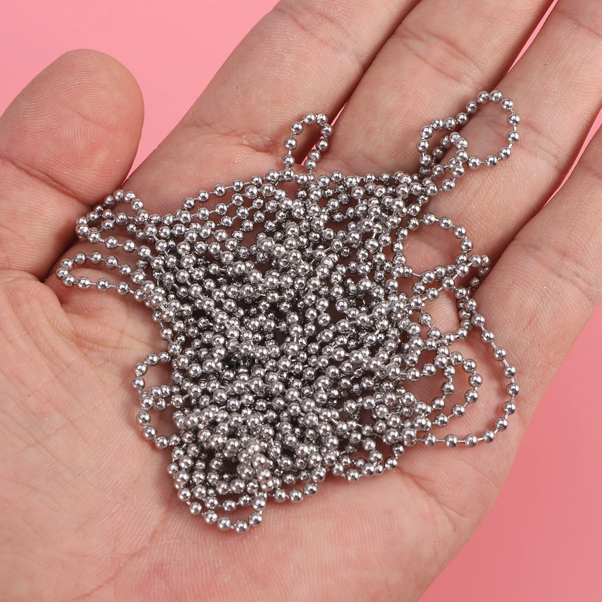 

3M Bead Link Head Stainless Steel Chain 10 Connectors Adjustable Length for Dog Tags Pendant Necklace Jewelry Making
