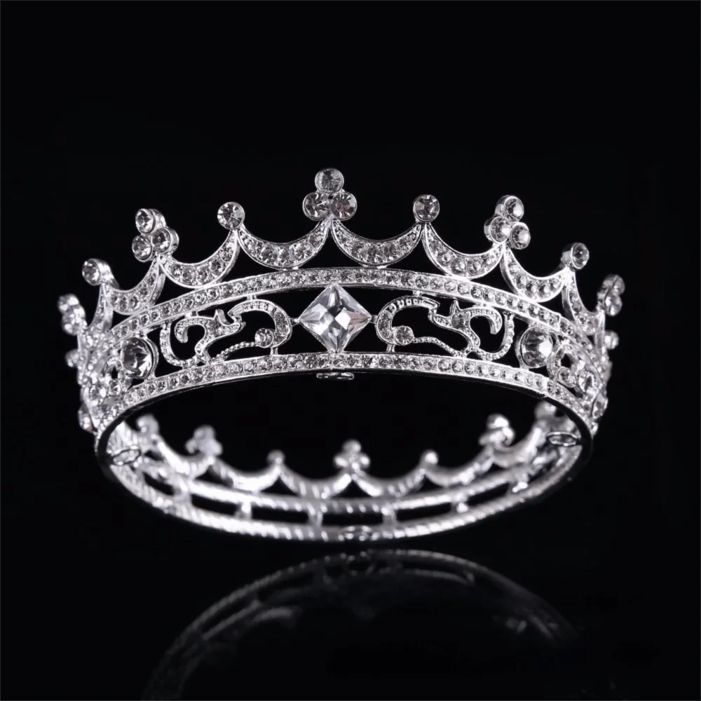 

Rhinestone Crystal Bridal Tiara Sparky Wave Design Wedding Hair Jewelry Widely Use Crystal Round Crown for Women