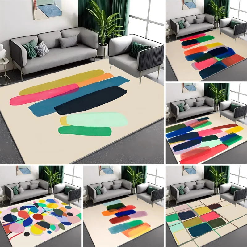 Abstract Fashion Simple Carpet Soft 100% Polyester Felt Mat Mechanical Washable Bedroom Decor Cartoon Children's Room Floor Rug