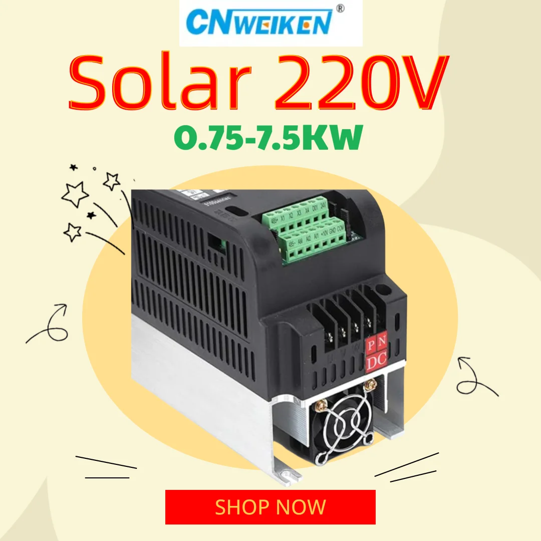 DC 200V-400V To 3 phase 220V out Solar frequency converter 0.75/1.5/2.2/4/5.5/7.5kw VFD Frequency Inverter Variable Frequency