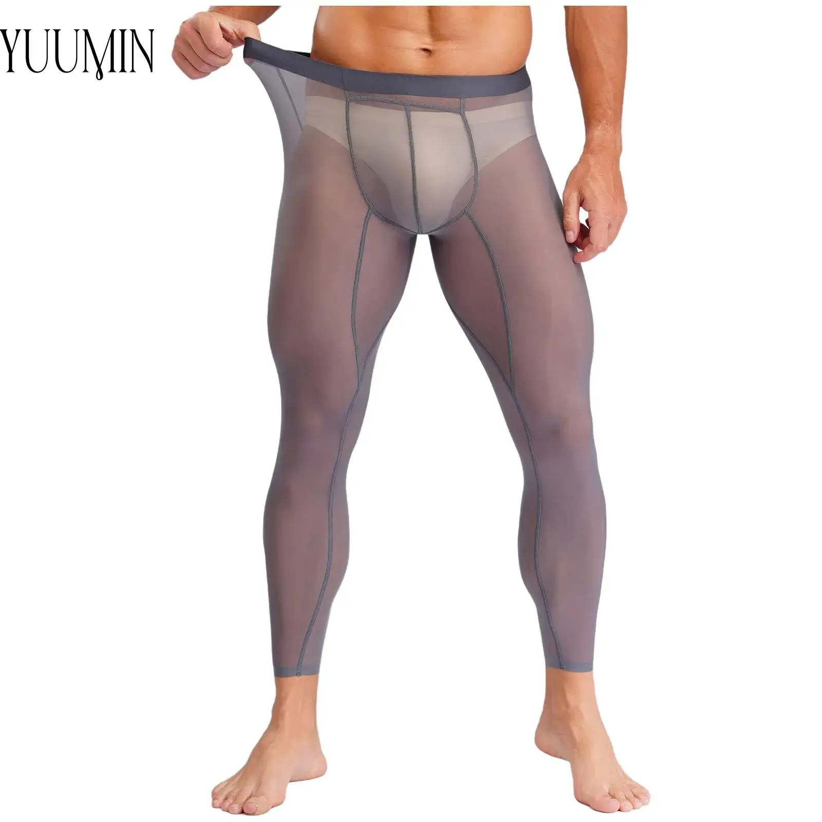 

Mens See-Through Athletic Sports Leggings Elastic Waistband Lightweight Stretchy Pants Adult Gym Fitness Running Workout Clothes