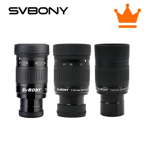 Svbony SV135 Ocular con zoom SVBONY SV135, ocular para telescopio de 7-21 mm y 1,25 pulgadas, accesorios para telescopio astronómico de 6 elementos y 4 grupos.