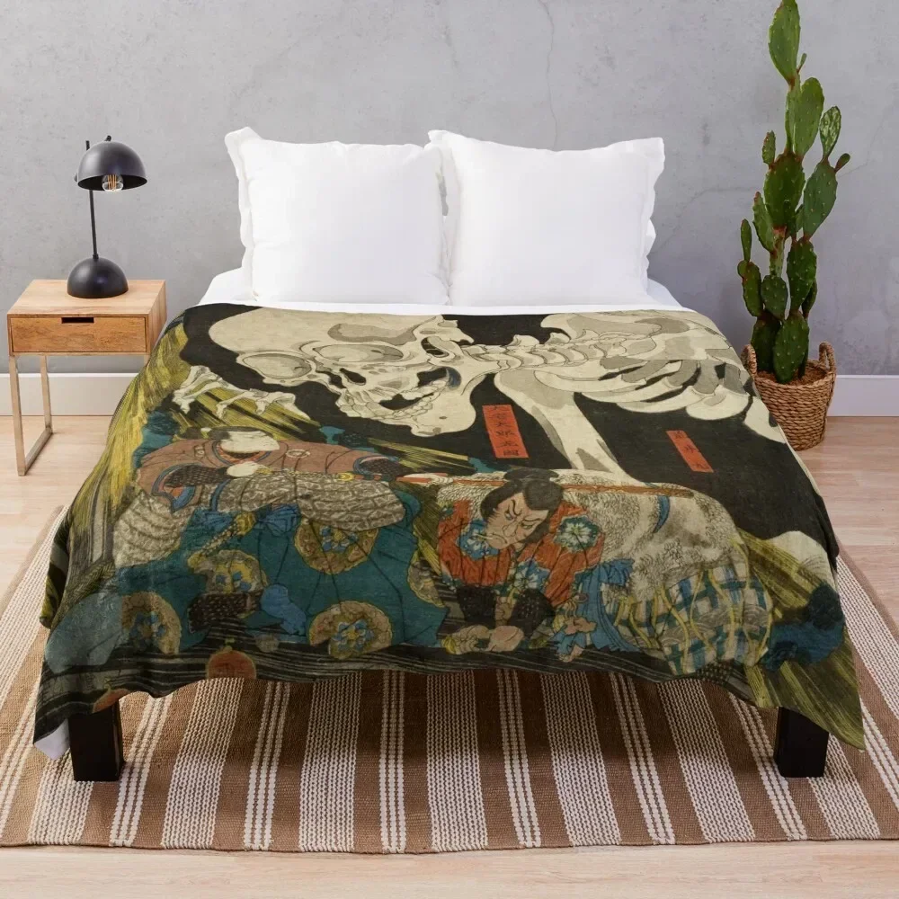 

Mitsukuni Defying the Skeleton Spectre Invoked by Princess Takiyasha - Utagawa Kuniyoshi Throw Blanket