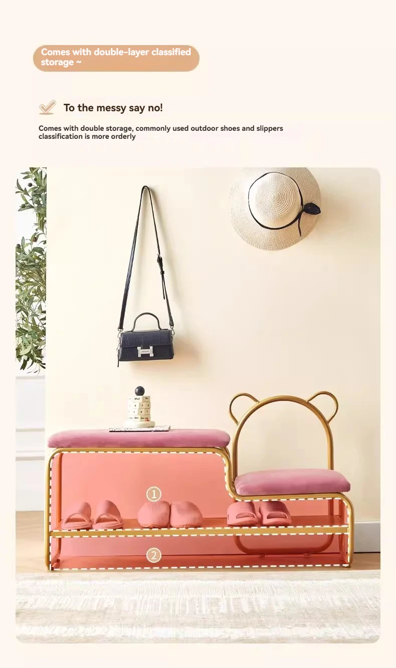 Integrated Shoe Changing Stool And Shoe Cabinet for Home Entrance Simple Design Door with Changing Stool at Entrance