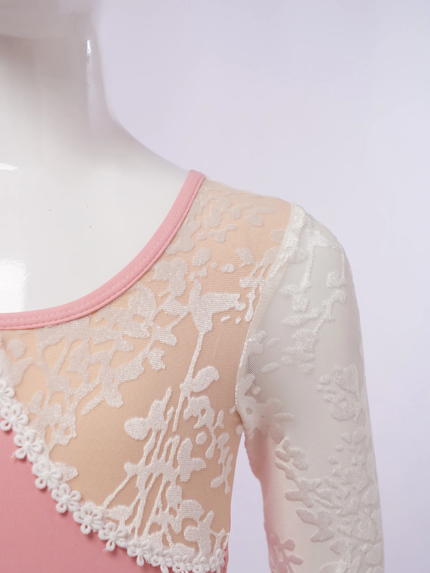

Kids Girls Ballet Dance Dress Gymnastic Leotard 2Pcs Long Sleeve Lace Mesh Jacquard Bodysuit+Skirts Ballerina Fairy Party Dress