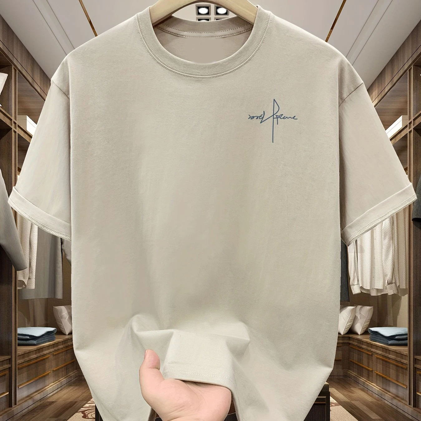 

Summer Men's 100% Cotton Casual Sports Loose Large Size Letter Pattern Printed Comfortable Round Neck Short Sleeve T-shirt Top