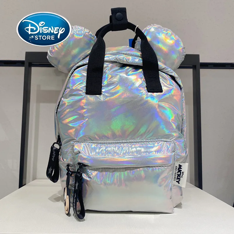 

Disney Silvery Mickey Cartoon Backpack Children Travel Storage Bag Mini Schoolbag Girl Children Bookbag With Mickey Pendant