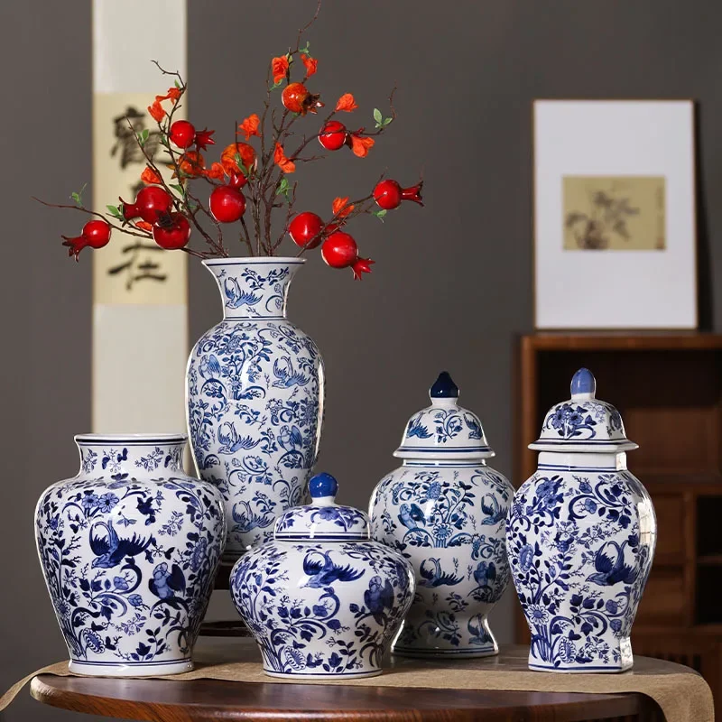 HYS blue and white porcelain general jar vase ornament - ceramic vase for living room