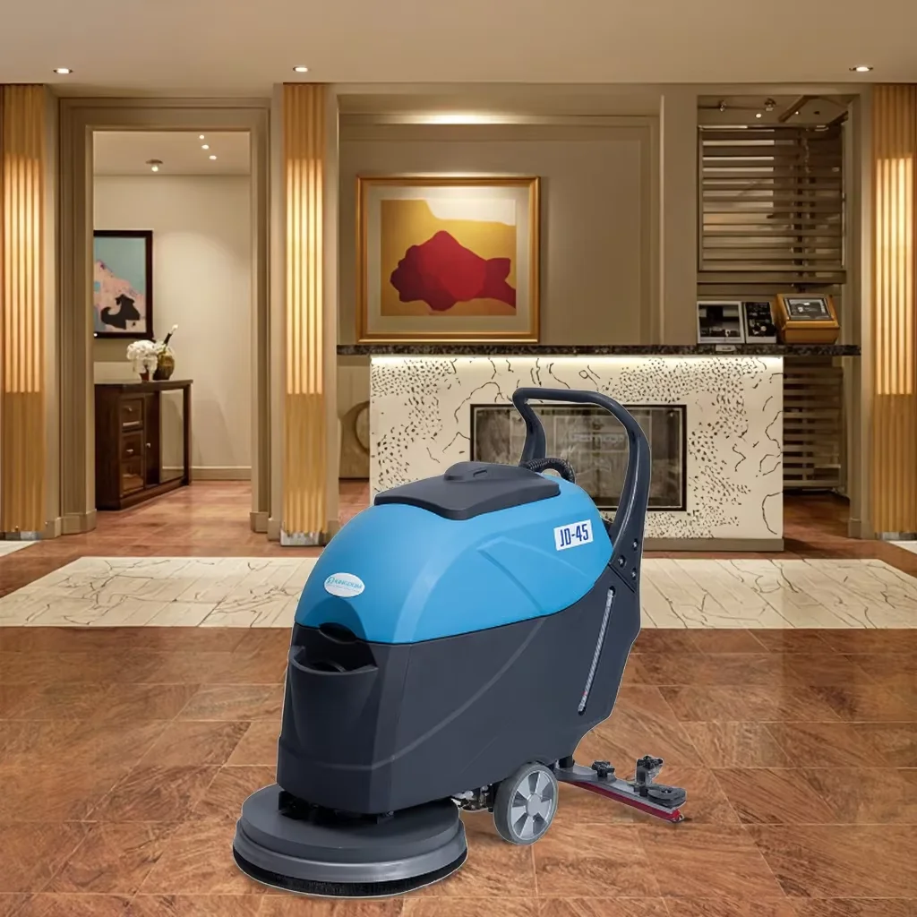 เครื่องขัดพื้นไฟฟ้าแบบเดินตามพร้อมแปรงสำหรับการทำความสะอาดพื้นหลากหลายรูปแบบและประสิทธิภาพการทำความสะอาดสูง