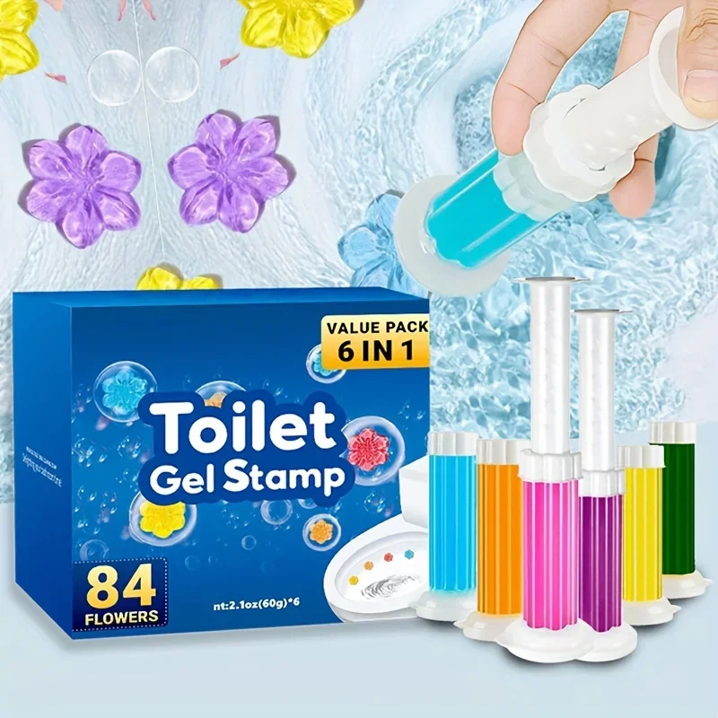 6 pezzi, stampa per la pulizia della toilette, deodorizzazione floreale della toilette, gel deodorizzazione, adatto per servizi igienici, bagni,