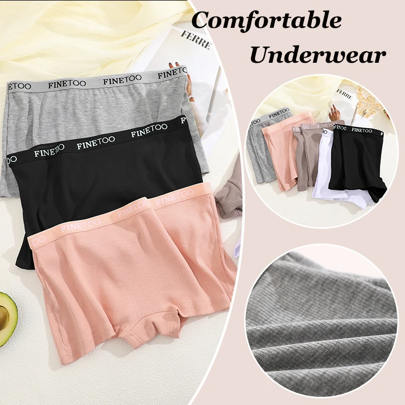 FINETOO 6 قطعة/المجموعة سلس النساء القطن الملاكمين الملابس الداخلية شرائط السراويل بلون السيدات لينة Boyshorts حجم كبير القطن الملاكمين