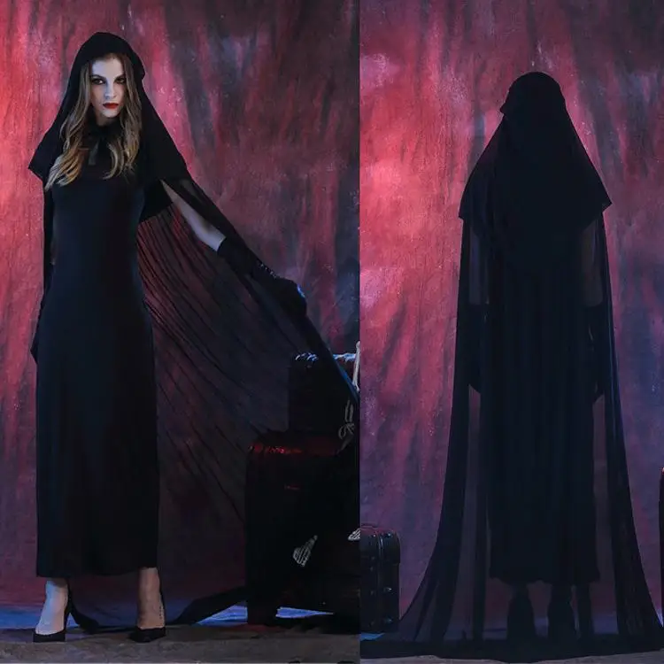 大人の魔女コスチューム ハロウィンメイク ダンス服 ブラックデス ヴァンパイア コスプレ衣装 女性の伝統的な中国の舞台衣装