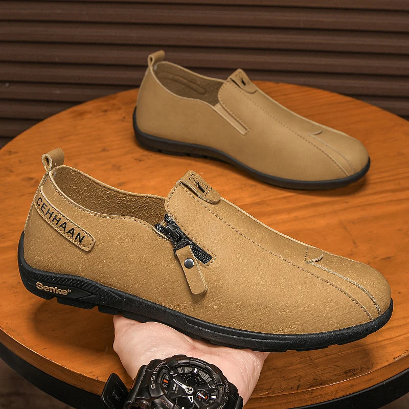

Handmade Leather Men Shoes Casual Slip on Loafers Breathable Leather Shoes Men Flats Hot Sale Moccasins Outdoor Shoes Plus Size