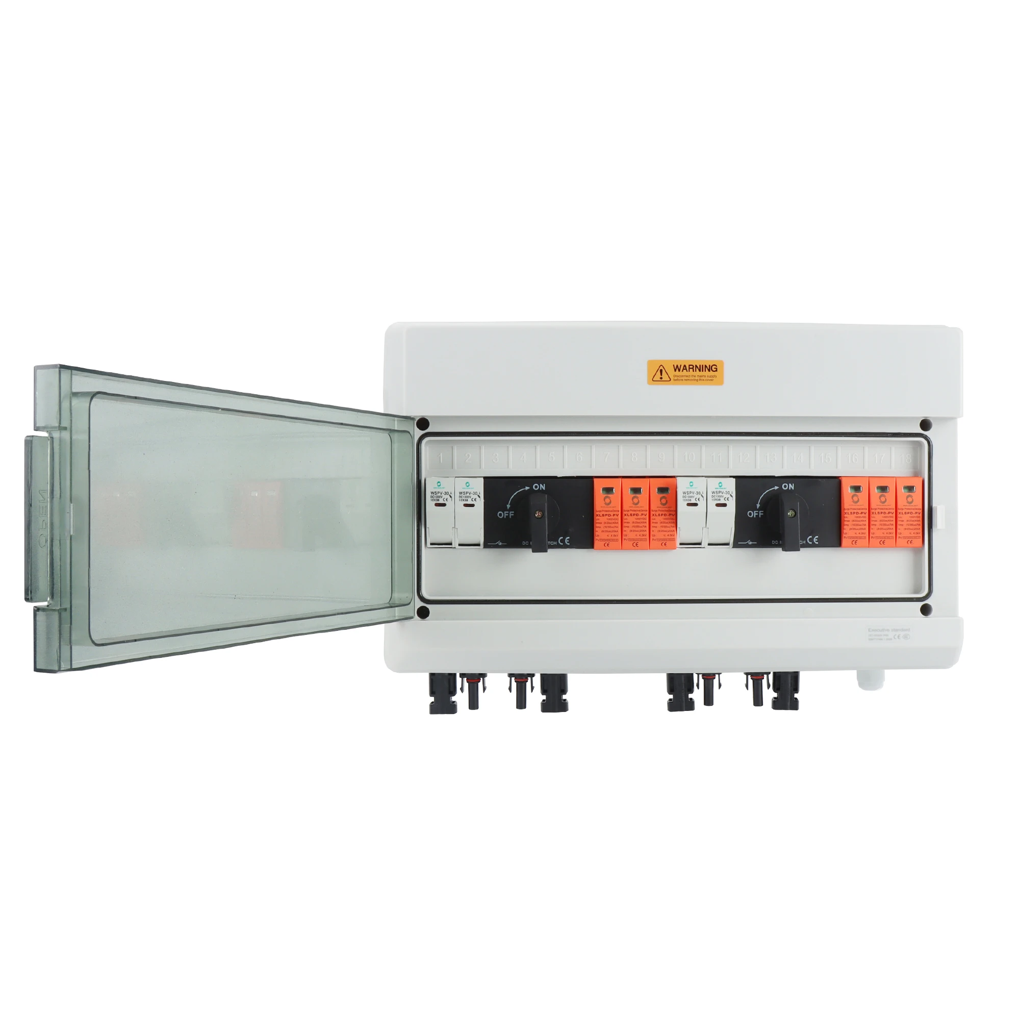 CE WSDB-PV2/2 IP65 2 в 2, внешний 2-струнный массив 32A 1000V DC Солнечная фотоэлектрическая объединительная коробка для солнечной системы с изоляционным переключателем
