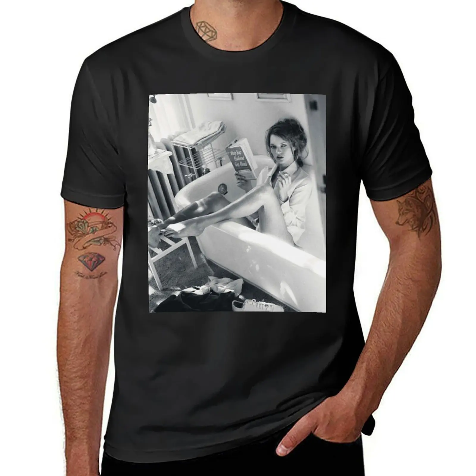 Camiseta de bicicleta de moda KATE MOSS para hombre, camiseta de bicicleta de edición en blanco y negro de los 90, diseño de aduanas, su propia camiseta