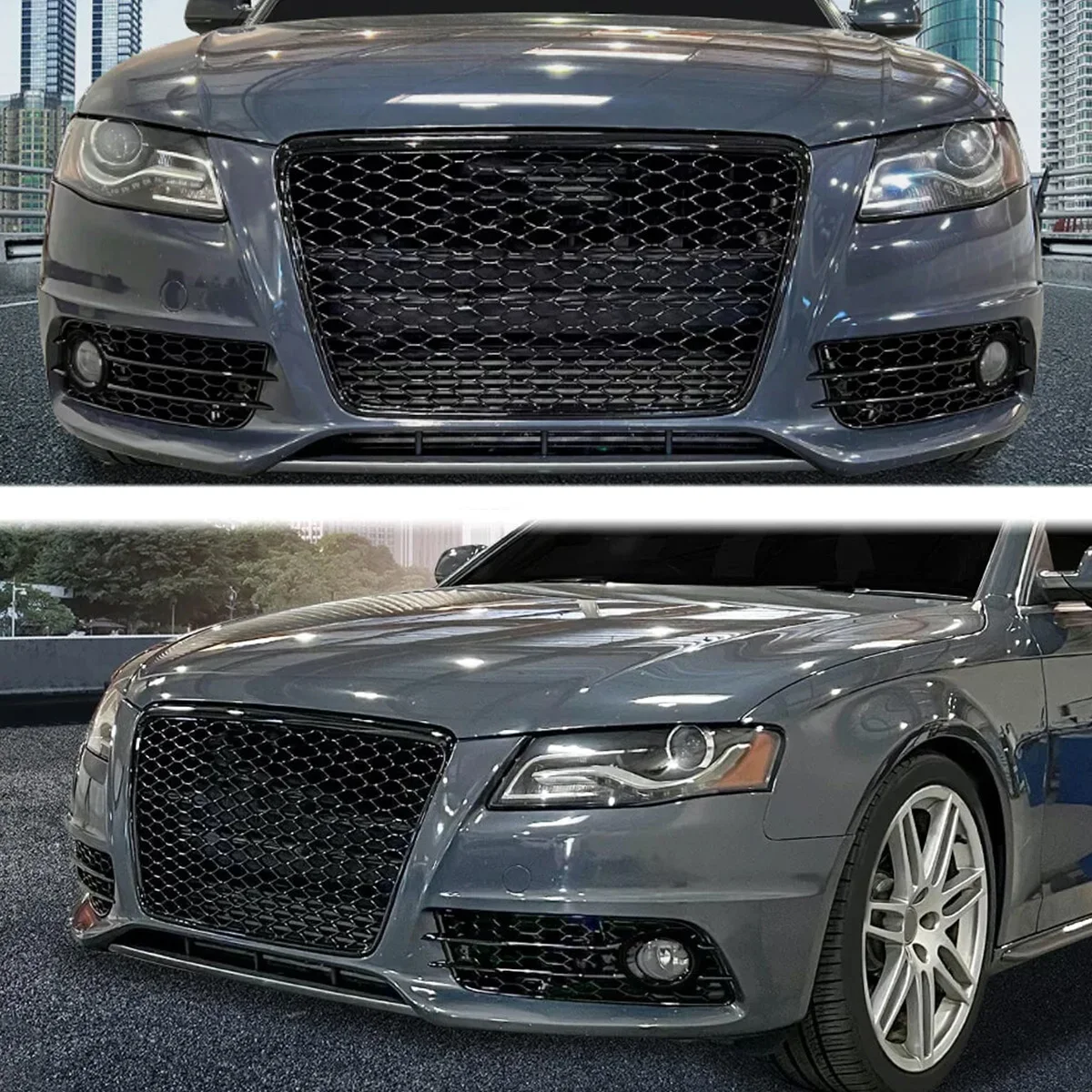 Für Audi A4 B8 S Line S4 Rs4 Style Limousinen-Modell 2008 2009 2010 2011 2012 Wabengrill Frontstoßstange Nebelscheinwerfer-Gitter