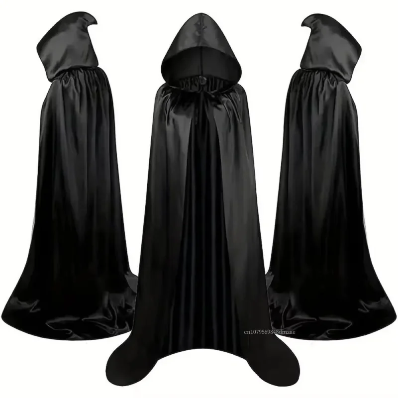 Halloween Cosplay Costumes, Adult Children's Cloaks, Black Medieval Male Wizard Robes, Grim Reaper Costumes, Monk Hats