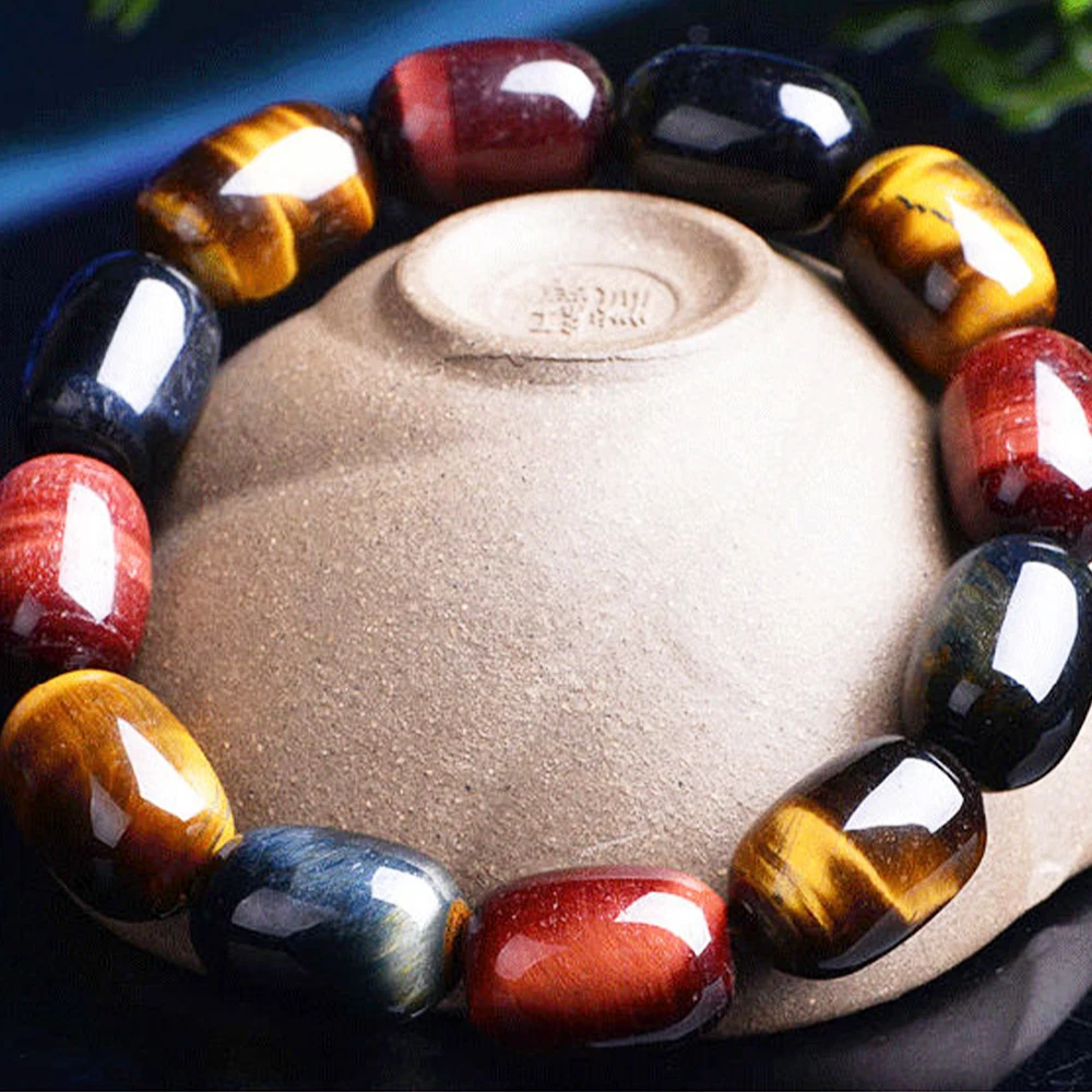 Bracelets de perles en forme d'oeil de tigre, couleur mixte, faits à la main, guérison Reiki, méditation, corde élastique, bijoux de Couple FengShui