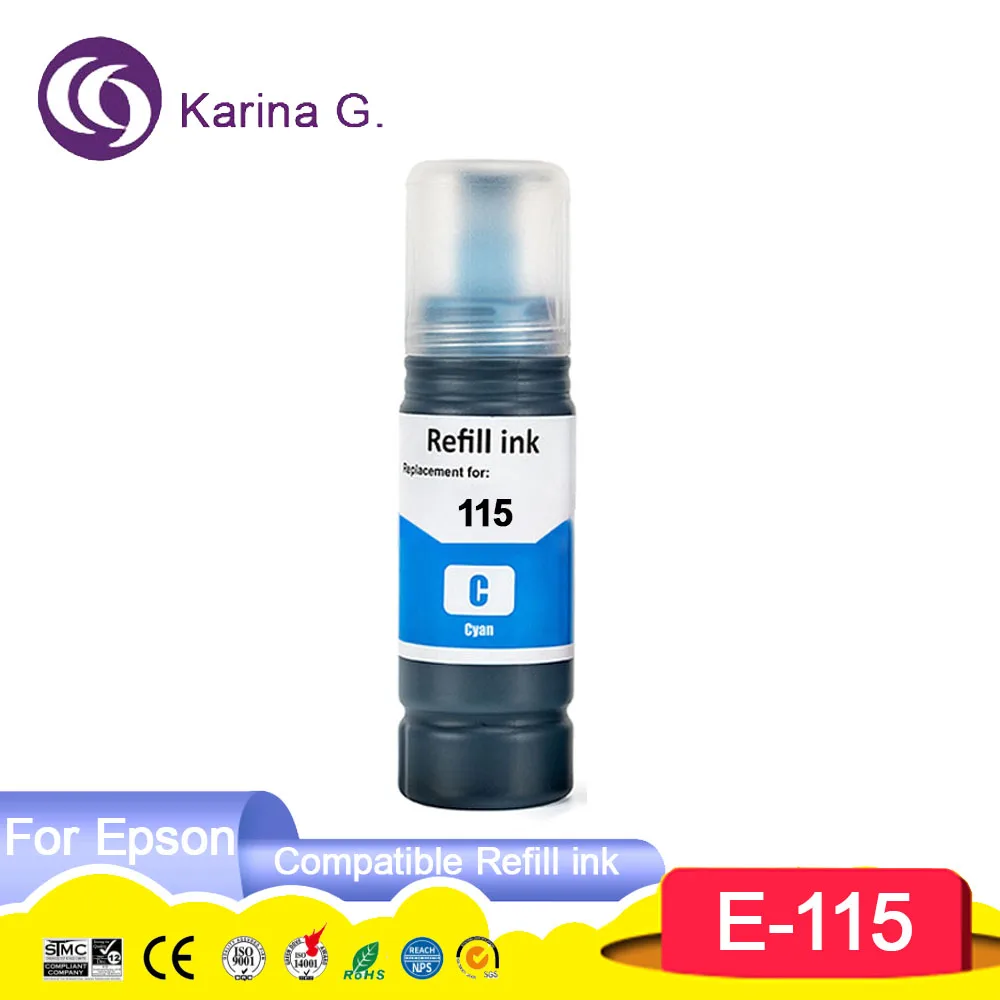 115 T115 Premium Compatible Bulk Bottle Water Based Refill Ink for Epson EcoTank L8160 L8180 Printer