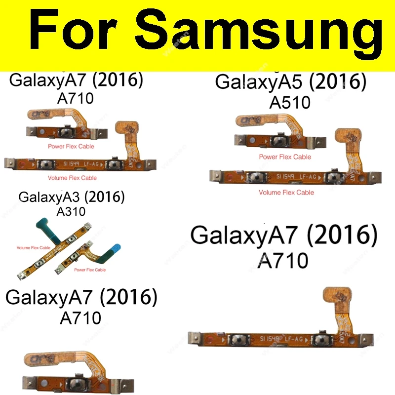 Power + Volume Switch Flex Cable For Samsung Galaxy A3 A5 A7 2016 A310 A510 A710 Side Button Key Flex Cable Replacement Repair