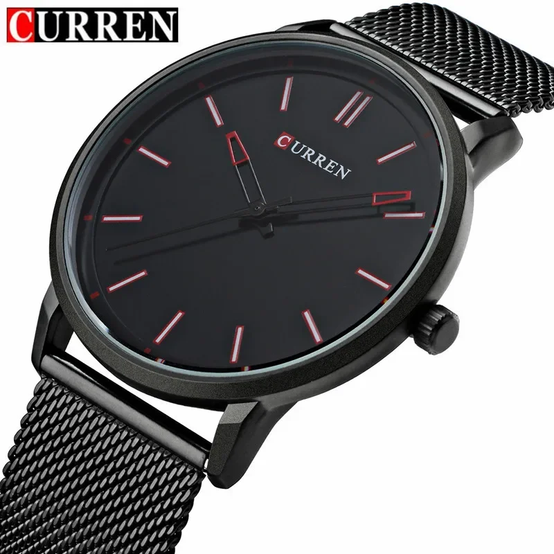 2024 Top Luxury brand CURREN 8233 Watches Men Stainless Steel Mesh strap Quartz-watch Ultra Thin Dial Clock relogio masculino