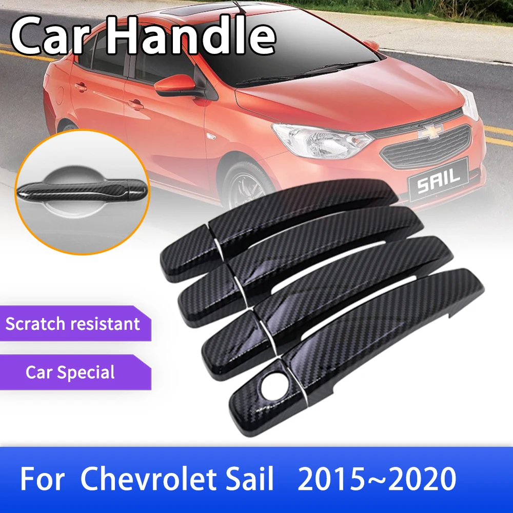 Carbon Fiber Door Handle Cover Fit for Chevrolet Sail 3 Aveo 2015 2016 2017 2018 2019 2020 Car Exterior Accessories Sticker Trim