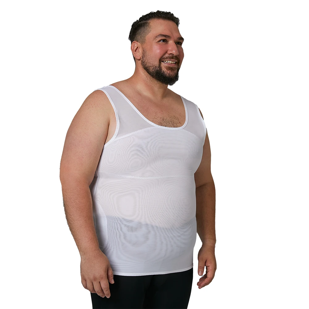 قميص ضغط لشكل الجسم للرجال، قميص بدون أكمام للتحكم في البطن من التثدي، قميص داخلي للتخسيس للرجال يسمح بالتهوية #4